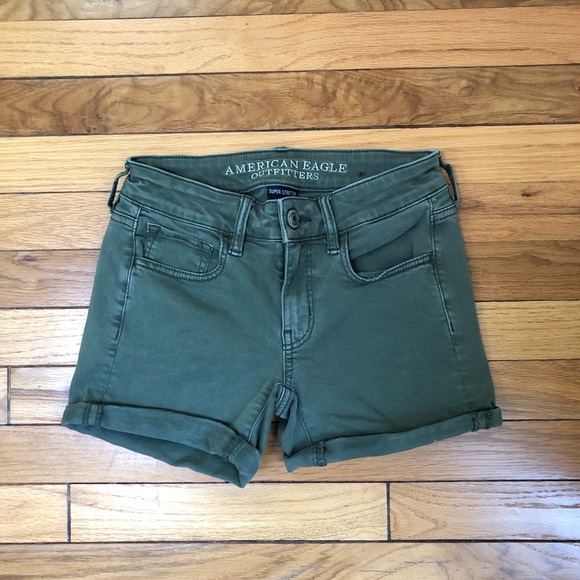 American Eagle Outfitters Pants - AEO Army green super stretch midi jean shorts
